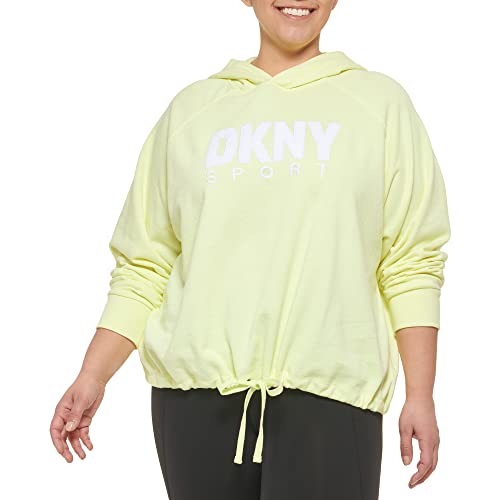 DKNY Damen Kapuzenpulli aus Frottee mit Kordelzug Kapuzenpullover, Zitronentorte, 3X von DKNY