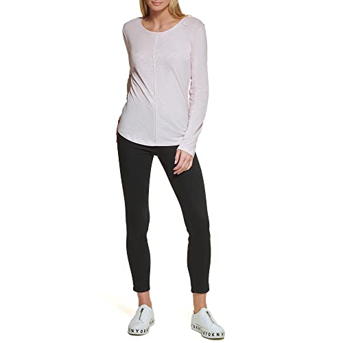 DKNY Damen Long Sleeve Layering Crewneck Sportswear Top Klassisches Hemd, Rosa-Shell Pink, Groß von DKNY
