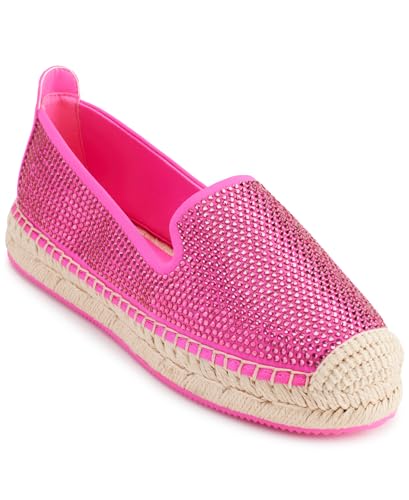 DKNY Damen Mally Rhinestone-Espadrille Platform, Shocking Pink, 36 EU von DKNY