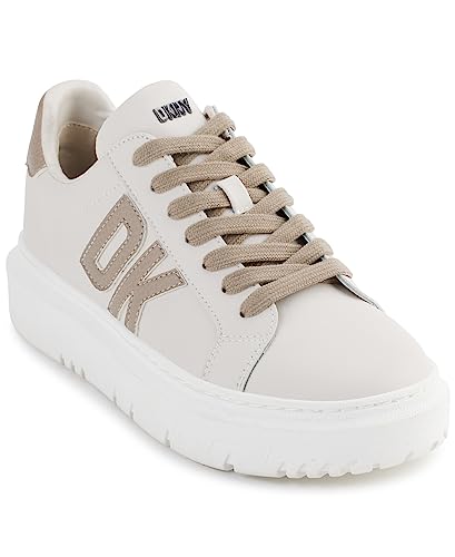 DKNY Damen Marian Lace Up Leather Sneaker, Pebble/Toffee, 37.5 EU von DKNY