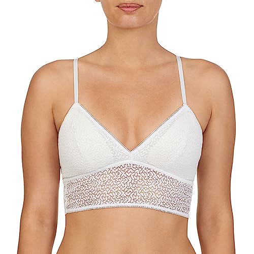 DKNY Damen Modern Lace Racerback Longline Bralette BH, Popeline Weiß, Large von DKNY