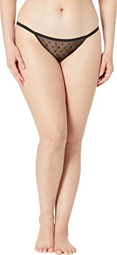 DKNY Damen Monogram Mesh String Panty Unterwsche im Bikini-Stil, schwarz, Medium von DKNY