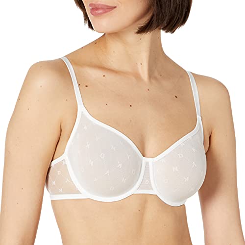 DKNY Damen Monogram Mesh Unlined Bra Demi BH, Blickdicht, Popeline Weiß, 70D von DKNY