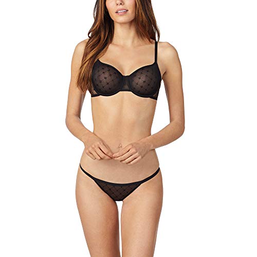 DKNY Damen Monogram Mesh Unlined Bra Demi BH, Undurchsichtige, Schwarz, 75B von DKNY