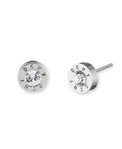 DKNY Silberfarbene Logo-Stein-Ohrstecker für Frauen mit einem Kristallstein, 60483551 von DKNY
