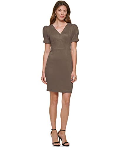 DKNY Damen Puff Sleeve Sheath Dress Kleid, Toffee, 46 von DKNY