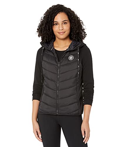 DKNY Women's Hooded Puffer Vest, Black, M von DKNY