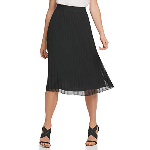 DKNY Damen Pull-on Pleated Midi Skirt, Schwarz, L EU von DKNY