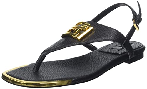 DKNY Damen Raylan Flat Leather Sandal, Black, 40 EU von DKNY