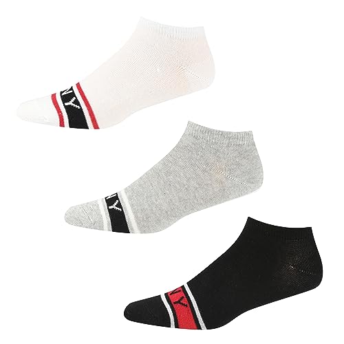 DKNY Men's Damen Schuh-Einlagen Unsichtbare Trainer Slipper Ankle Socks, Grau/Schwarz/Weiß, 4-7 von DKNY