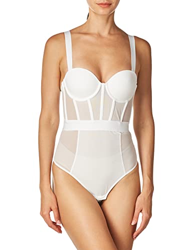 DKNY Damen Sheers Strapless Bodysuit Body, figurformend, Weiß, 80B von DKNY