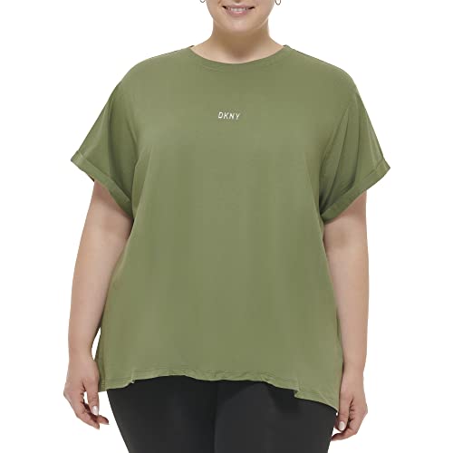 DKNY Damen Sommer Tops Kurzarm T-Shirt, Grün (Army Green), 2X von DKNY