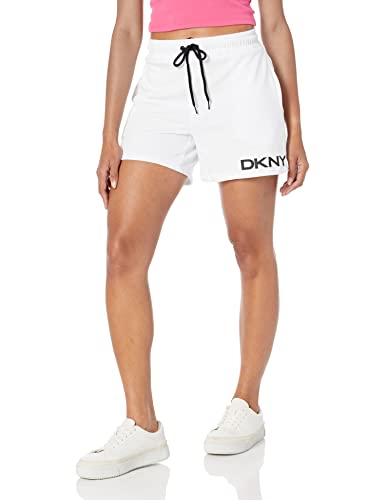 DKNY Damen Sport Active Pockets Logo Shorts, Weiss/opulenter Garten, Mittel von DKNY