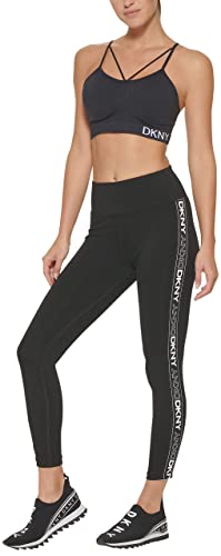 DKNY Damen Sport Women's High Waist 7/8 Lenght W/Flip Logo Taping Leggings, Weiß, 38 von DKNY