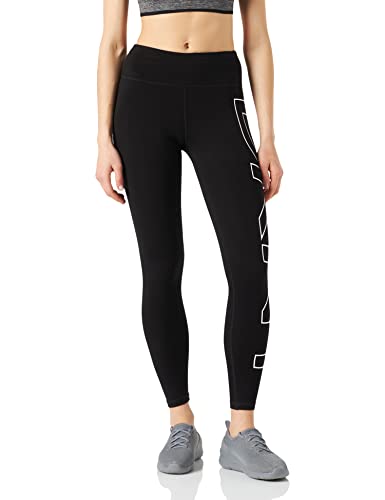 DKNY Damen Sport Women's High Waist 7/8 Lenght W/Overlap Logo Leggings, Schwarz, 38 von DKNY