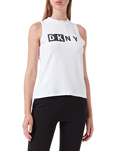 DKNY Damen Sport Women's Two Tone Logo Tank T-Shirt, White, Medium von DKNY