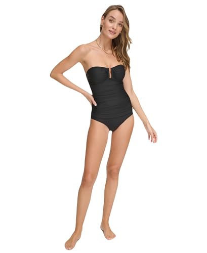 DKNY Damen Strapless One Piece Bandeau Bathing Suit Badeanzug, Schwarz, XL von DKNY