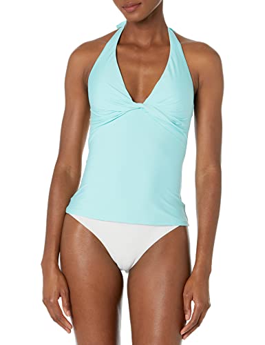 DKNY Damen Triangel Neckholder Tanktop Bikini Badeanzug Oasis Blue, XS Tankini-Oberteil von DKNY