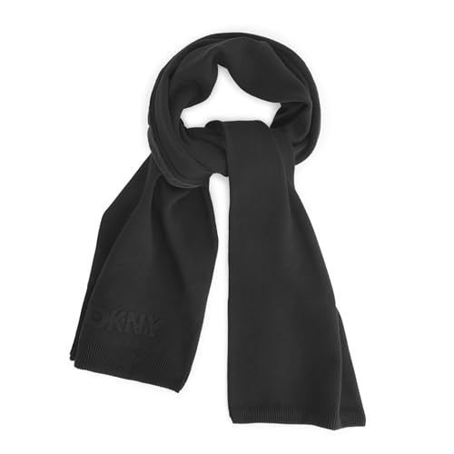 DKNY Damen Debossed Solid Scarf with Logo Modischer Schal, Schwarz, Einheitsgröße von DKNY