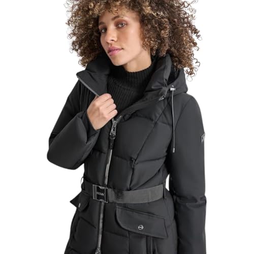DKNY Damen Zip Front With Belt Maxi Coat, Schwarz, M EU von DKNY