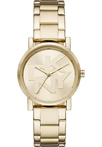 DKNY Damenuhren Soho, Dreizeigeruhrwerk, 34 mm Gehäuse aus Goldlegierung mit Edelstahlarmband, NY2959 von DKNY