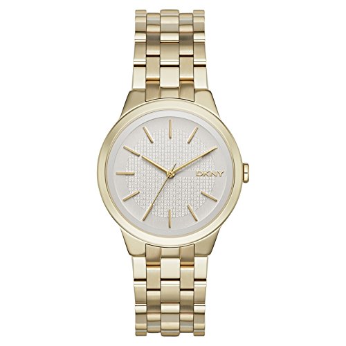 DKNY Damenuhren Park Slope, Dreizeiger Uhrwerk, 36mm Gold Edelstahlgehäuse mit Edelstahlarmband, NY2382 von DKNY