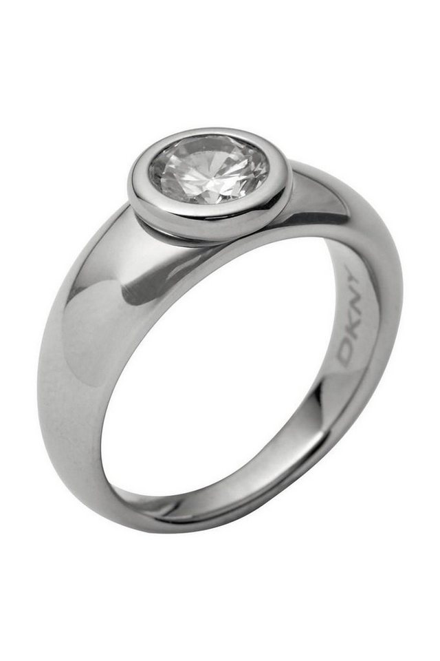 DKNY Fingerring Damen, aus Edelstahl, Silber, Zirkonia, Gr. 54 (17,2mm) von DKNY