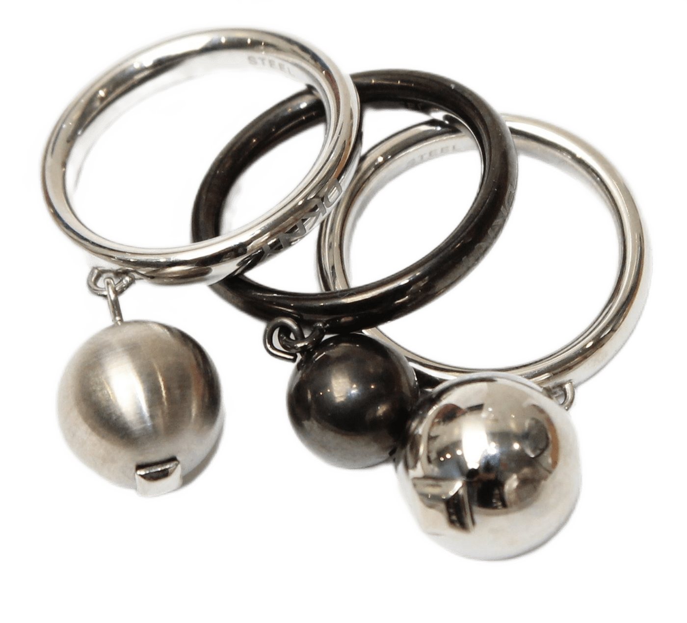 DKNY Fingerring Damen, aus Edelstahl, Silber/Grau/Schwarz, Perlen, Gr. 54 (17,2mm) von DKNY