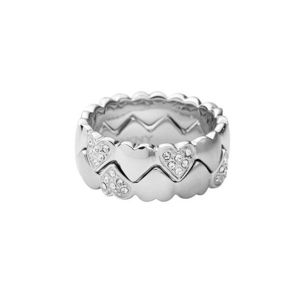 DKNY Fingerring Damen, aus Edelstahl, Silber,Zirkonia, Gr. 56 (17,8mm) von DKNY