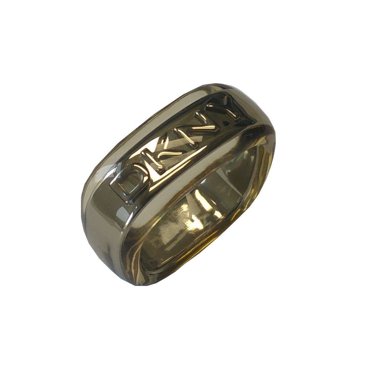 DKNY Fingerring Damen, aus Edelstahl, mit Kunststoff ummantelt, Beige, Gr. 56 (17,8mm) von DKNY