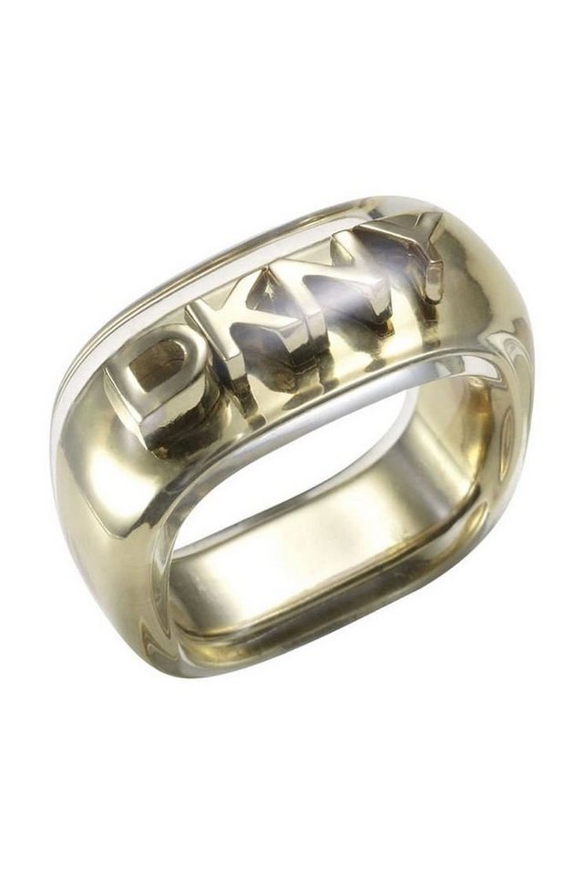 DKNY Fingerring Damen, aus Edelstahl, mit Kunststoff ummantelt, Gold, Gr. 50 (15,9mm) von DKNY