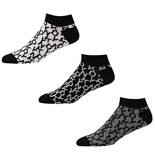 DKNY Men's Mens Low Cut Sneaker Designer Cotton Ankle Sock, Mehrfarbig, Einheitsgröße (3er Pack) von DKNY