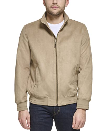 DKNY Herren Bomberjacke mit modernem Strickkragen Jacke, Khaki Microsuede, M (20er Pack) von DKNY