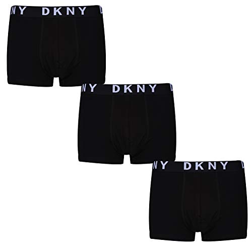 DKNY Herren Boxers para Hombre En Negro Con Cintura de Marca, Tela de Algodón Súper Suave Y Cómoda, Paquete Múltiple de 3 Boxershorts, Black, von DKNY