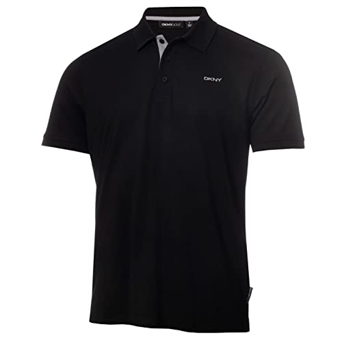 DKNY Herren Bronx Feuchtigkeitsdicking Golf Poloshirt - Schwarz - L von DKNY