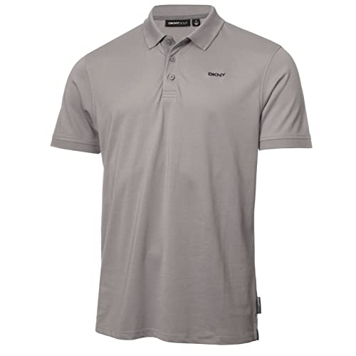 DKNY Herren Bronx Feuchtigkeitsdicking Golf Poloshirt - Silber - L von DKNY