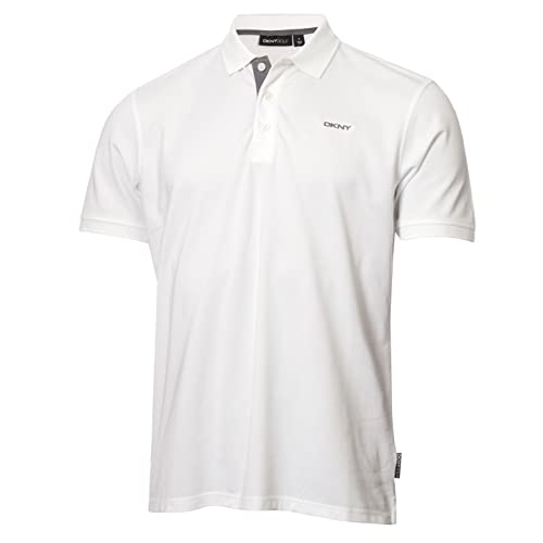 DKNY Herren Bronx Feuchtigkeitsdicking Golf Poloshirt - Weiß - M von DKNY