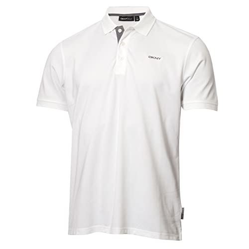 DKNY Herren Bronx Feuchtigkeitsdicking Golf Poloshirt - Weiß - S von DKNY