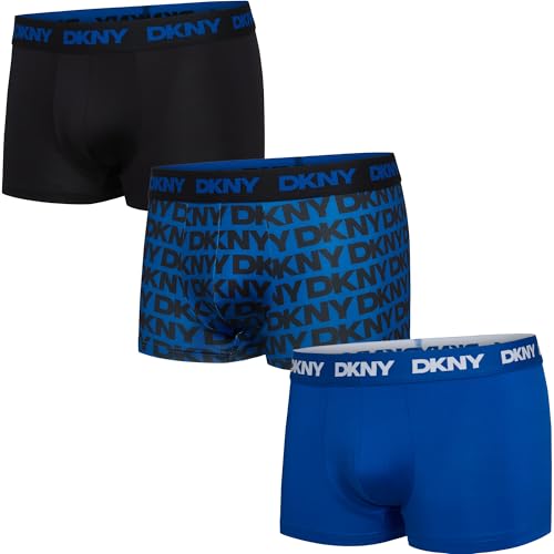 DKNY Herren Flex Low Flex Trunks – Low Rise Boxershorts, Unterwäsche, 3er-Pack, Blacklapis/Lapisblue/Blklapis, Medium von DKNY
