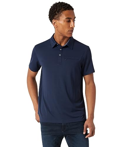 DKNY Herren Golf-Poloshirt mit Reißverschlusstasche, Marineblau, L von DKNY