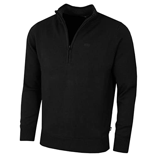 DKNY Herren KUCKY Strick Soft Feel 1/4 Zip Golf Pullover - Schwarz - M von DKNY