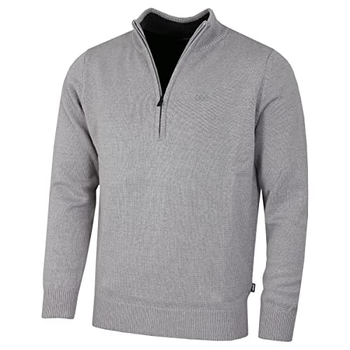 DKNY Herren KUCKY Strick Soft Feel 1/4 Zip Golf Pullover - Silber Marl - L von DKNY