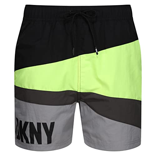 DKNY Herren Kontrast, Polyester, schnelltrocknend Badehose, schwarz/gelb, L/XL von DKNY