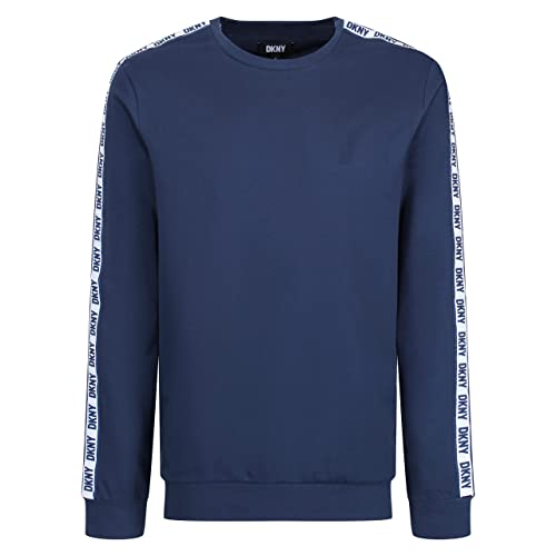DKNY Herren Langärmeliges Herrenoberteil in Marineblau mit geklebten Armen – 100% Baumwolle Pullover, Navy, Large von DKNY