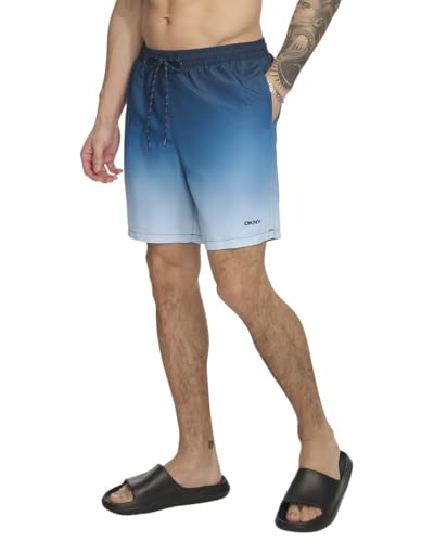 DKNY Herren Lightweight Quick Dry Volley UPF 40+ Protection Swim Trunk Badehose, Marineblau, XL von DKNY