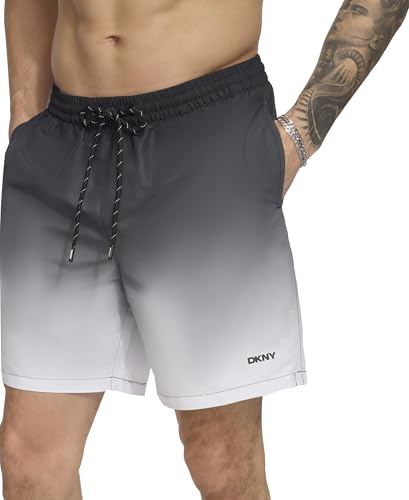 DKNY Herren Lightweight Quick Dry Volley UPF 40+ Protection Swim Trunk Badehose, Schwarz, XL von DKNY