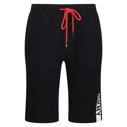 DKNY Herren Lounge Schwarz mit Markenlogo und roter Kordel und Nähten, 100% Baumwolle Lässige Shorts, M von DKNY