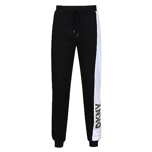 DKNY Herren Loungehose in Schwarz, Designer Loungewear mit Marken-Zugbändern, 100% Baumwolle, weiche und Bequeme Pyjamahose mit Bündchen von DKNY