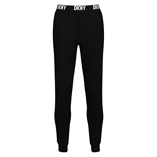 DKNY Herren Loungehose in Schwarz, Designer-Loungewear mit markantem Markenbund aus 100% Baumwolle, weiche und Bequeme Pyjama-Jogginghose. von DKNY