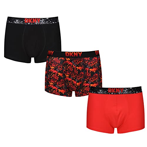 DKNY Herren Mens Cotton Boxer Shorts Boxershorts, Black/Red, L von DKNY